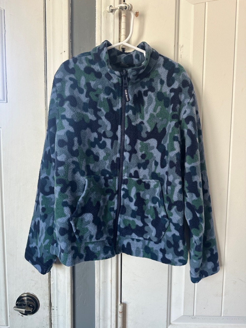 Eddie Bauer Kids Full-Zip Fleece Jacket Blue Green Camo Print S (7/8)